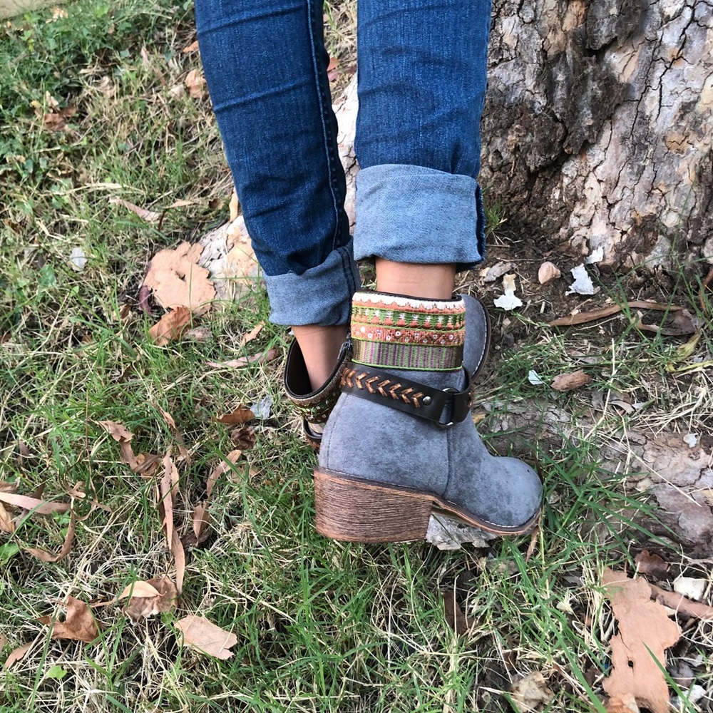 GREY FAUX SUEDE BOOTS - Picture 5 of 8